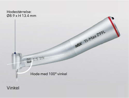 100° vinklet hode - for enkel tilgang